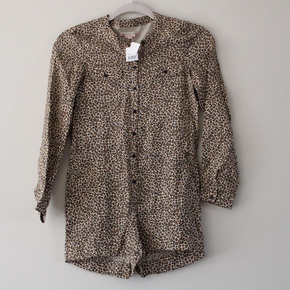 NWT Bonpoint Girls' Tamy Cheetah Long‎ Sleeve Shorts Romper 12